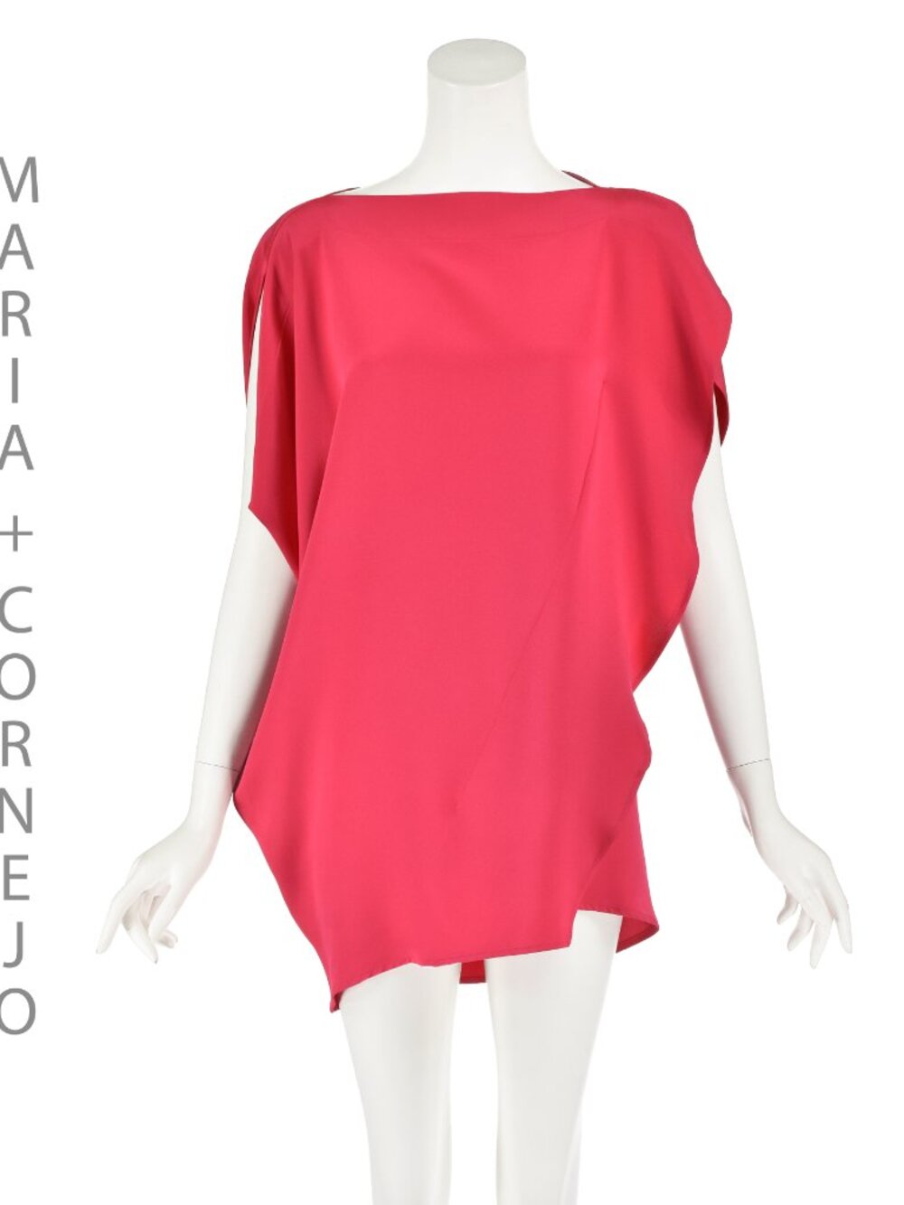 ZERO + MARIA CORNEJO Asymmetrical Shocking Pink Oversized Silk Tunic, SZ0 S/M